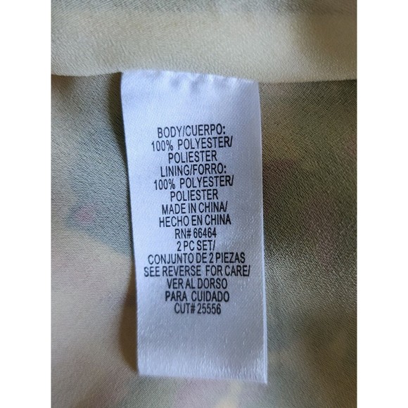 Shazdeh Womens Flowy Midi Skirt Yellow Floral Feminine Lined Elastic Waist 16P - Picture 7 of 8